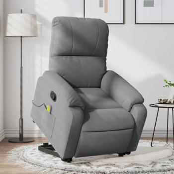 Sillón de masaje reclinante microfibra gris oscuro Vidaxl