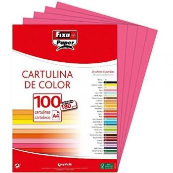 Fixo paper 11110454 z paquete de cartulinas a4 z 100 unidades color fucsia 180g