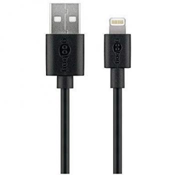 Cable USB Goobay Lightning de 1m para iPhone 5 y 6, Sincronización y Carga, Negro, 2.0, 480 Mbit/s