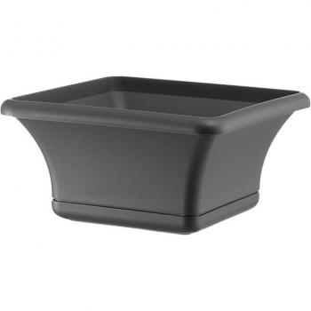 Maceta Cuadrada Elegante de 40 cm con Platillo Antracita para Jardín y Plantas