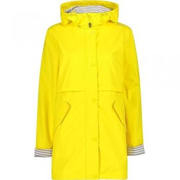 CMP Women's Waterproof Rain Jacket with Hood - Yellow, Size 2XL