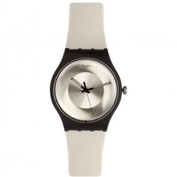 Swatch Unisex Silicone Band Plastic Case Swiss Quartz Grey Dial Analog Watch SUOC104