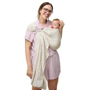 Bandolera Portabebé Momawo Fresh Bambú (Sand) - Bandolera portabebé, fabricada en bambú, diseño fresco y ligero, adecuada para bebés desde el nacimiento hasta 3 años, fácil de usar, transpirable