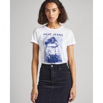Camiseta Pepe Jeans Mujer Anne Blanco con Estampado Fotográfico de Flores