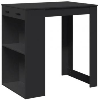 Mesa Alta de Bar de Madera Ingeniería Negra 102x70x103,5 cm