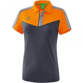 Erima Squad Women's Short Sleeve Polo Shirt - New Orange / Slate Grey / Monument Grey