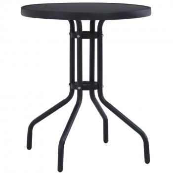 Mesa de jardín negra 60 cm en acero y vidrio
