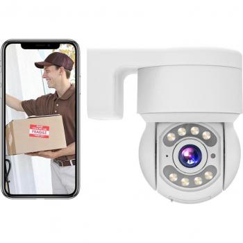 Cámara WiFi exterior TALLPOWER C48, HD 2K 4MP, visión nocturna, giro inclinación de 360°, detección de movimiento, resistente al agua IP65, audio bidireccional, aplicación Tuya