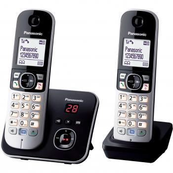 Teléfono Inalámbrico Panasonic KX-TG6822 Duo con Contestador Automático en Negro y Gris