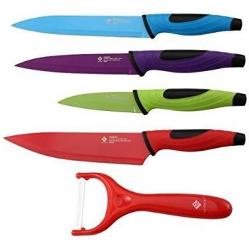 Renberg Set de de 5 Cuchillos, Acero Inoxidable, Multicolor