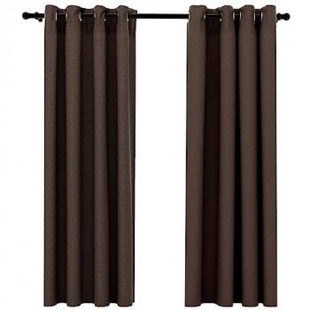 Cortinas Opacas Ojales Look de Lino 2 Piezas 140x175 cm Color Antracita, Azul, Beige y Gris Topo para Salón, Sala de Estar, Dormitorio y Oficina