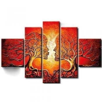 sangu - Kiss de árbol de Pintado a mano abstracto pintura al óleo Lienzo Arte de la pared para decoración del hogar
