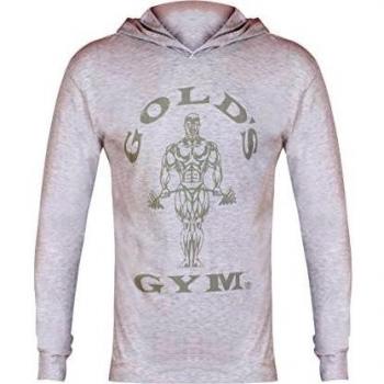 Gold's Gym Hooded Camiseta con Capucha, Hombre, Blanco, XL