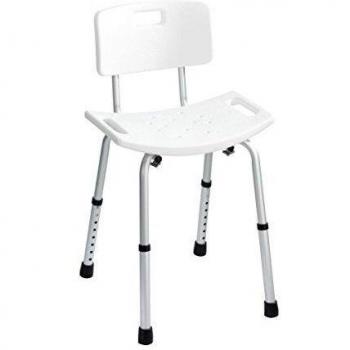 Wenko Taburete de Baño con Respaldo, Blanco, 51.5x50x83.6 cm