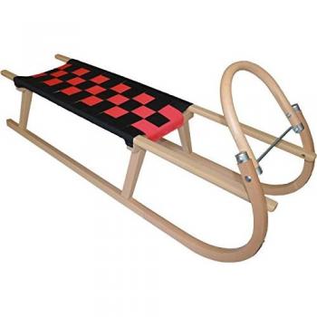 SULOV Trineo de Madera niños, Infantil, Wooden Tatra, Negro/Rojo, 120 x 34 x 52 cm