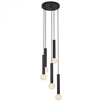 Lámpara Colgante Cortenova Negra 5 Lámparas E27 150cm