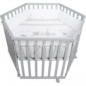 Parque Infantil Hexagonal Roba Cosiplay Estrellitas con Protectores y Ruedas, Taupe