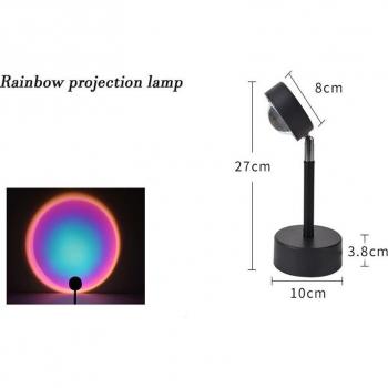Lámpara de Mesa Proyector de Arcoíris al Atardecer LED para Dormitorio, Bar y Café con Luz Ambiental en 24 Horas