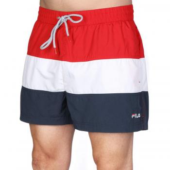 Fila 687203 Men Saloso Swim Shorts Black Iris-Bright White-True Red - True Red-Bright White-Black, Large