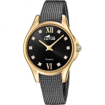 Reloj Lotus Bliss para Mujer 18825/1 con Esfera Negra y Correa de Acero Gris
