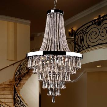 Lámpara de araña Palace de cristal claro Cromado 22 luces G9 Schuller Valencia Espléndida
