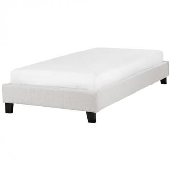 Cama Individual 90 x 200 cm con Somier de Tela Gris Claro sin Cabecero Roanne