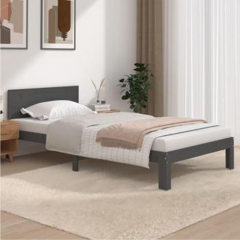 Cama de madera maciza de pino gris redonda 100x200 cm