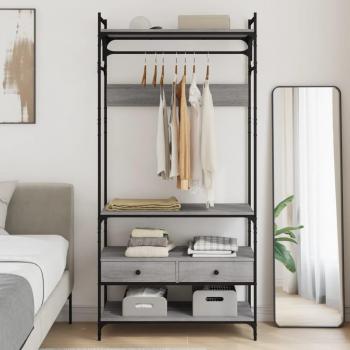 Armario de cajones de madera ingeniería gris Sonoma 89x39x184,5 cm