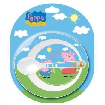 Conjunto de Alimentación para Bebé Peppa Pig: Cuenco y Cuchara Aptos para Microondas