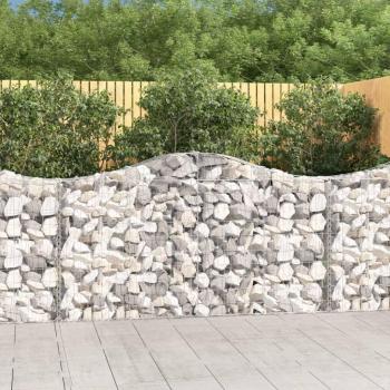 Arched Gabion Baskets Set of 2, 200x30x100/120 cm, Galvanized Iron