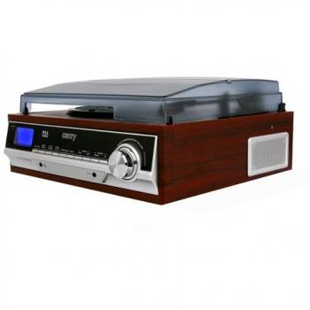 CAMRY CR1113 Tocadiscos Retro 33-45-78 RPM, Radio Am-FM, Estéreo, Despertador, Estilo Vintage, AUX 3,5 mm, Despertador, Pantalla LCD