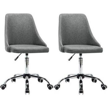 vidaXL 2X Sillas Oficina Giratorias Tela Material Mobiliario Escritorio Asientos Sofá Sillones Muebles Sala Estar Salón Comedor Habitación Gris Claro