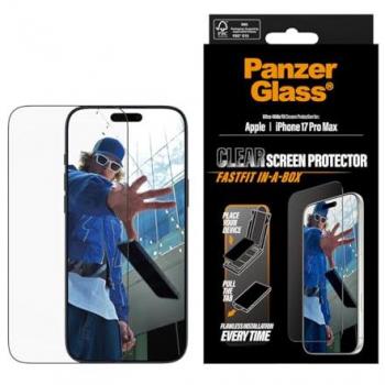 Protector de Pantalla PanzerGlass Ultra-Wide Fit para iPhone 17 Pro Max - Con Marco Negro y Sistema FASTFIT IN-A-BOX