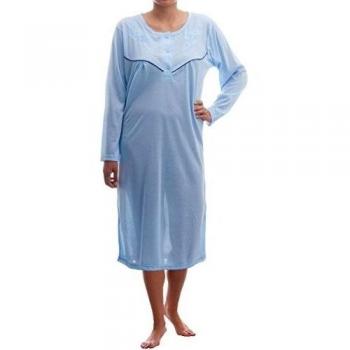 Lucky manga larga noche Camisa Uni con bordado y ribete Tonale -  azul claro XXL
