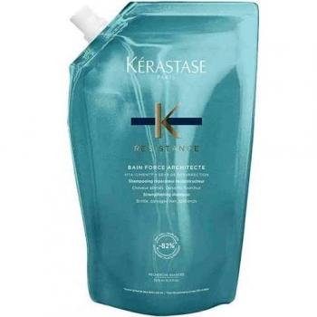 Kérastase Resistance Bain Force Architecte 500ml Refill, Fortifying Shampoo for Weak and Lightly Damaged Hair, Reconstructing Shampoo for Damaged Hair, Daily Strengthening Shampoo for Brittle, Damaged Hair & Split Ends