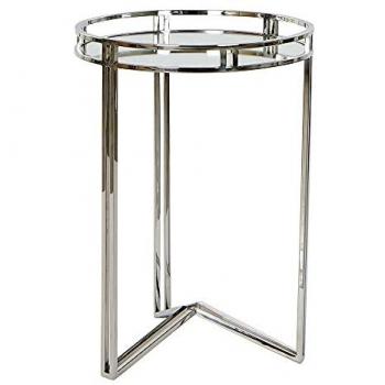 Mesa Auxiliar Cristal y Acero Plateado DKD Home Decor (42 x 42 x 61 cm)