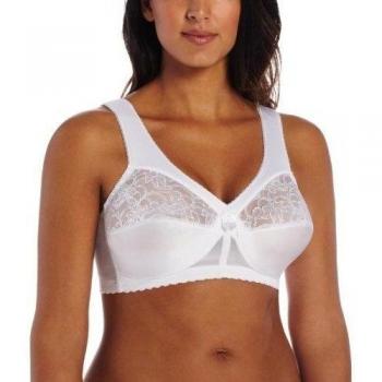 Glamorise MagicLift Wireless Support Bra with Lace, White, Size 95H