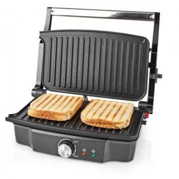 Parrilla de Contacto Nedis KAGR131FSR | 1500 W | 27.8 x 17 cm | Temperatura Ajustable | Acero Inoxidable / Plástico