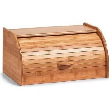Bandeja de Pan Zeller Present Bamboo, 40x26x20 cm, Bambú Natural con Rodillo y Asa Frontal