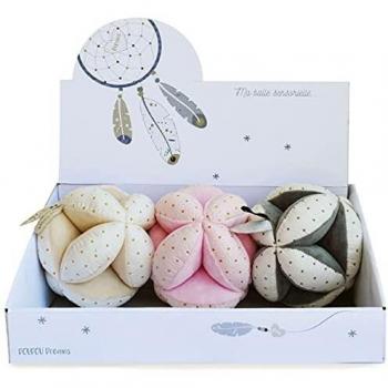 Pelota Sensorial con Sonajero - Doudou et Compagnie - 3 Colores Asortidos