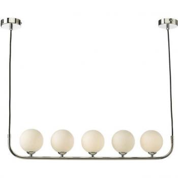 Colgante Cuna Cromo Brillo con Cristal Opal, 5 Bombillas, 114 cm de longitud