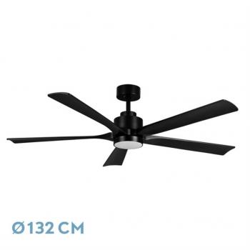 Ventilador de techo FABRILAMP Cairo con motor DC, 24W, color negro y 5 aspas. Incluye control remoto
