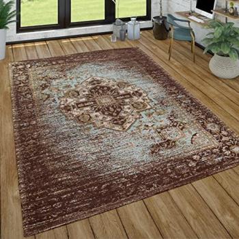 Alfombra Salón Oriental Pelo Corto Aspecto Usado Negro 120x170 cm
