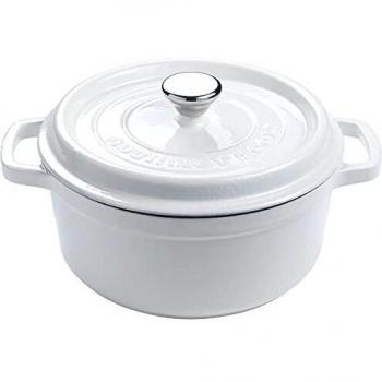 Olla Cocotte Hierro Fundido Esmaltado Antiadherente 24 cm 3,6 litros para 4-6 Comensales con Tapa Redonda - Gourmet Tools