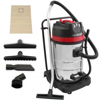 Aspiradora Industrial Maxblast 80L Seco y Húmedo con Filtro HEPA y 4 Accesorios 3000W