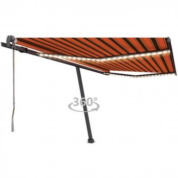 Toldo automático LED con sensor de viento 400x350 cm naranja marrón