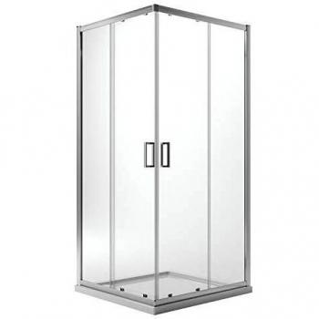 Mampara de ducha cuadrada 75x75 cm, vidrio transparente h 198, modelo Ready