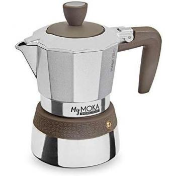 Cafetera Italiana MyMoka Inducción 3 Tazas Acero Inoxidable Marrón