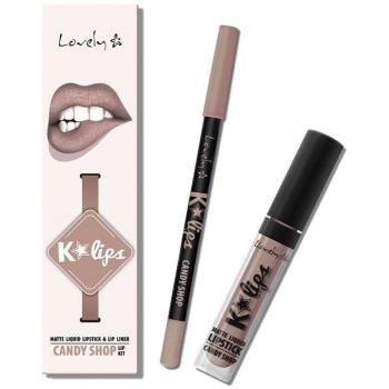 Lovely K-Lips Matte Liquid Lipstick and Lip Liner Set