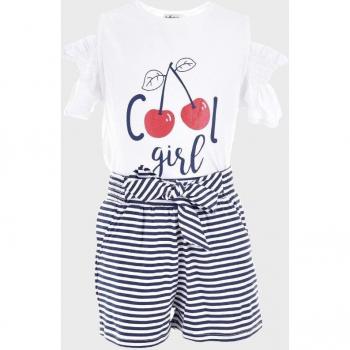 Conjunto de bebé niña blanco con cerezas